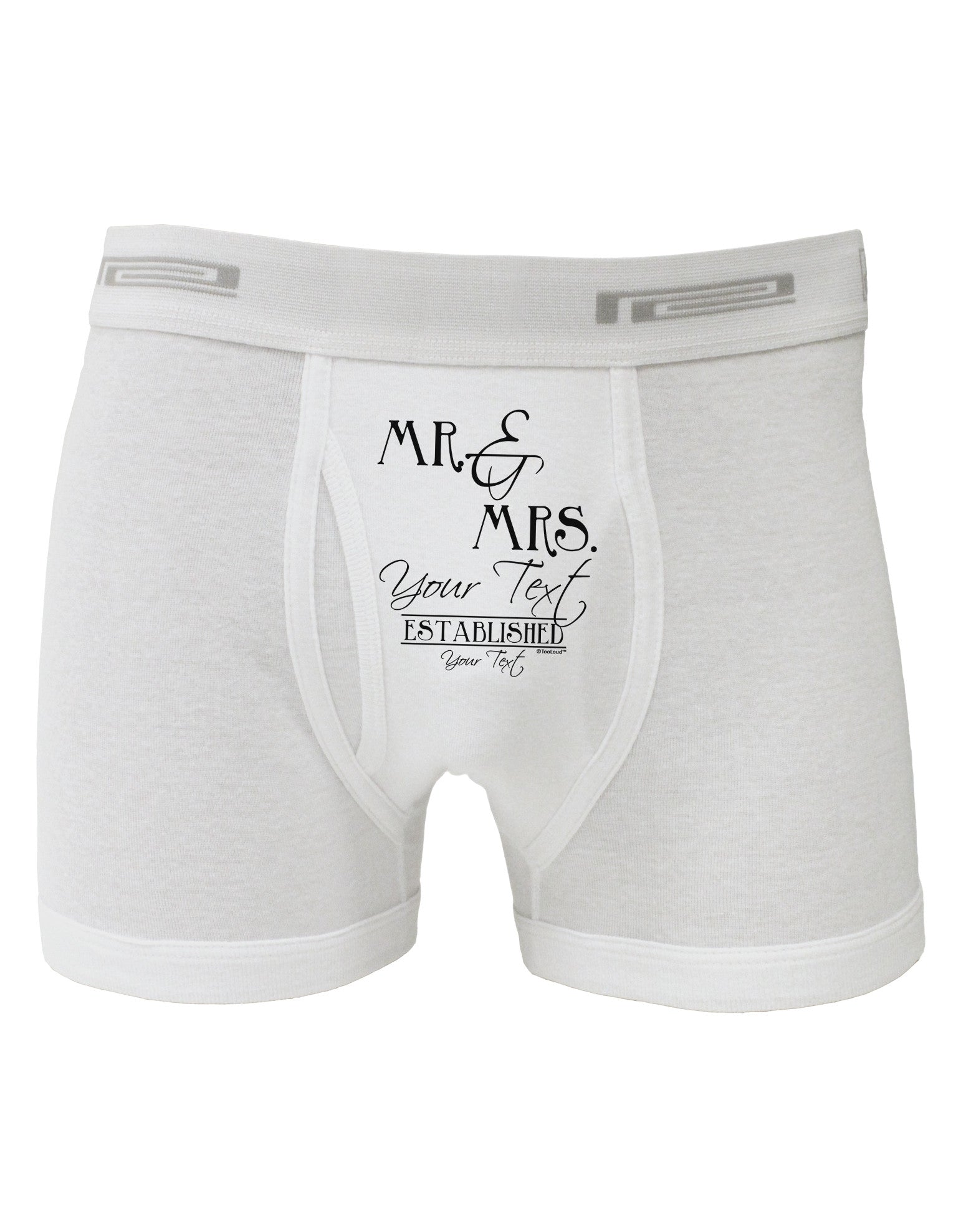 Personalized Mr and Mrs -Name- Established -Date- Design Boxer