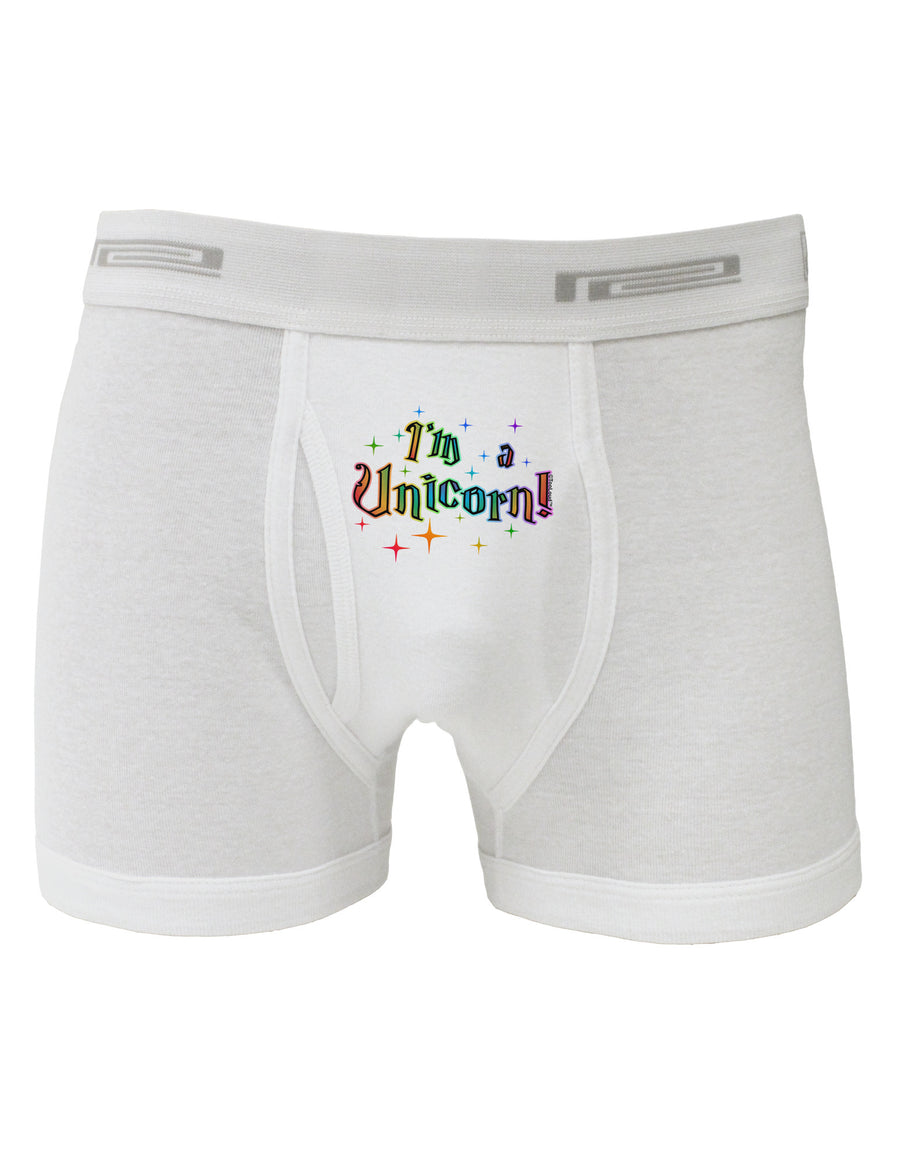 I'm a Unicorn Text Boxer Briefs-Boxer Briefs-TooLoud-White-Small-Davson Sales