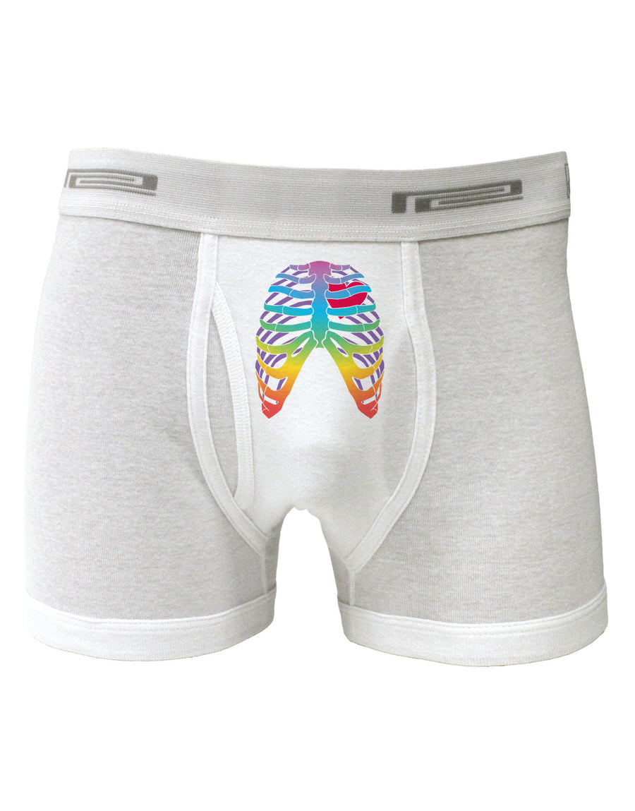 Rainbow Skeleton Ribcage with Heart Boxer Briefs-Boxer Briefs-TooLoud-White-Small-Davson Sales