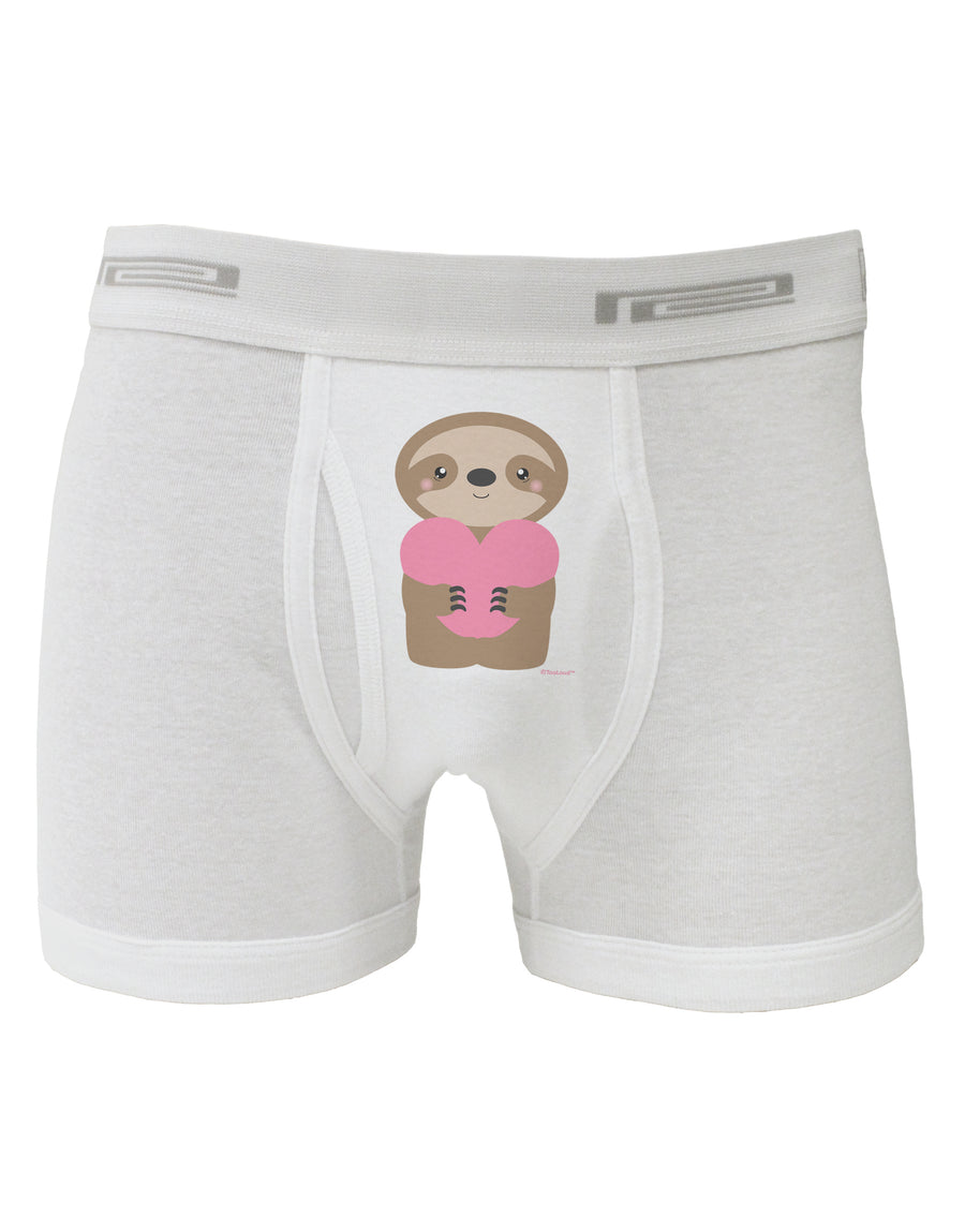 Cute Valentine Sloth Holding Heart Boxer Briefs by TooLoud-Boxer Briefs-TooLoud-White-Small-Davson Sales