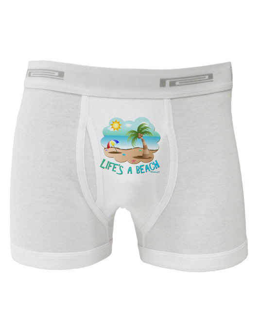 Fun Summer Beach Scene - Life's a Beach Boxer Briefs by TooLoud-Boxer Briefs-TooLoud-White-Small-Davson Sales