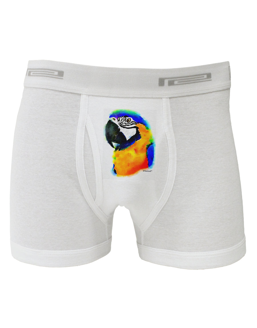 Brightly Colored Parrot Watercolor Boxer Briefs-Boxer Briefs-TooLoud-White-Small-Davson Sales