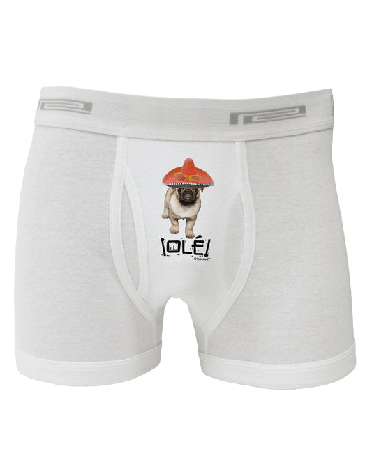 Pug Dog with Pink Sombrero - Ole Boxer Briefs by TooLoud-Boxer Briefs-TooLoud-White-Small-Davson Sales