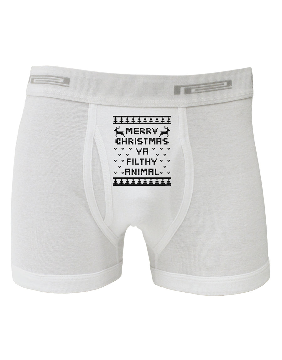 Merry Christmas Ya Filthy Animal Christmas Sweater Boxer Briefs-Boxer Briefs-TooLoud-White-Small-Davson Sales