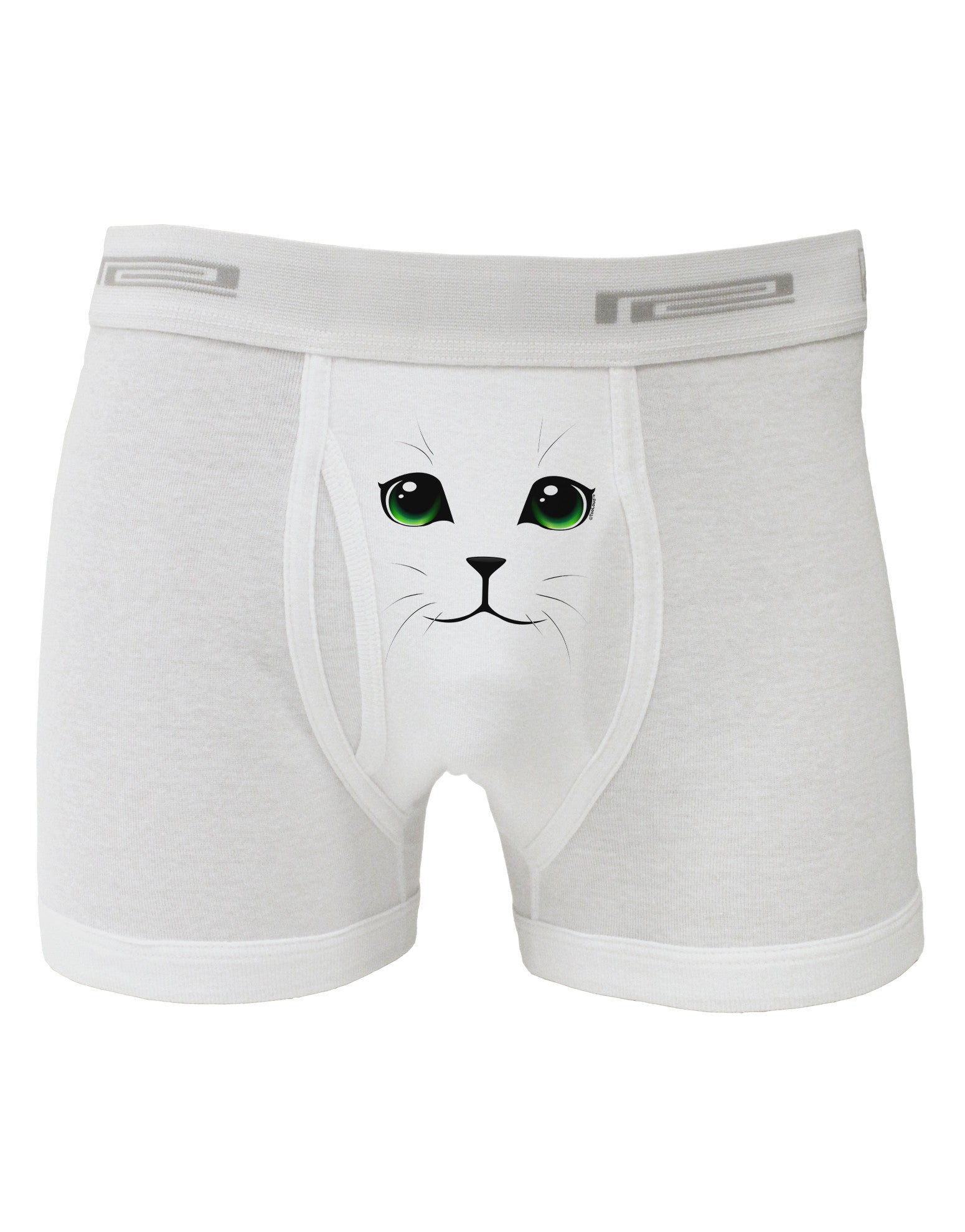 Green-Eyed Cute Cat Face Boxer Briefs-Boxer Briefs-TooLoud-White-Small-Davson Sales