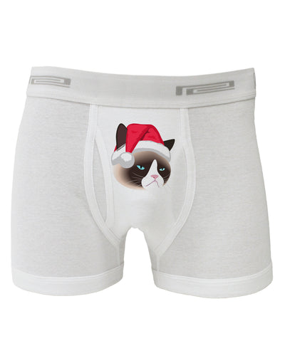 Santa Hat Disgruntled Siamese Cat Boxer Briefs by-Boxer Briefs-TooLoud-White-Small-Davson Sales