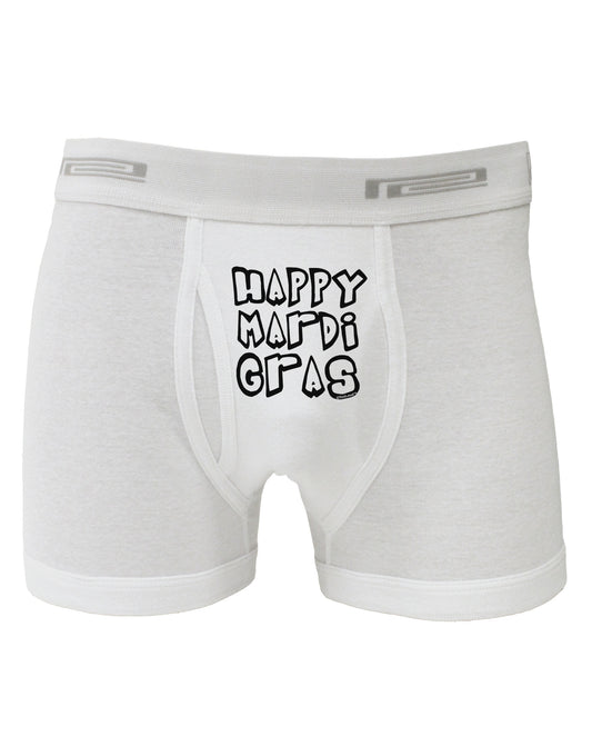 Happy Mardi Gras Text 2 BnW Boxer Briefs-Boxer Briefs-TooLoud-White-Small-Davson Sales