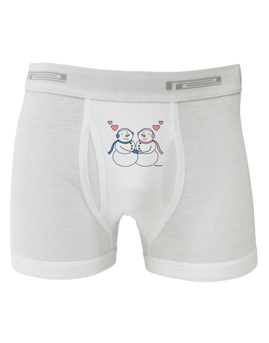 Cute Snowman and Snowwoman Couple Boxer Briefs by TooLoud-Boxer Briefs-TooLoud-White-Small-Davson Sales