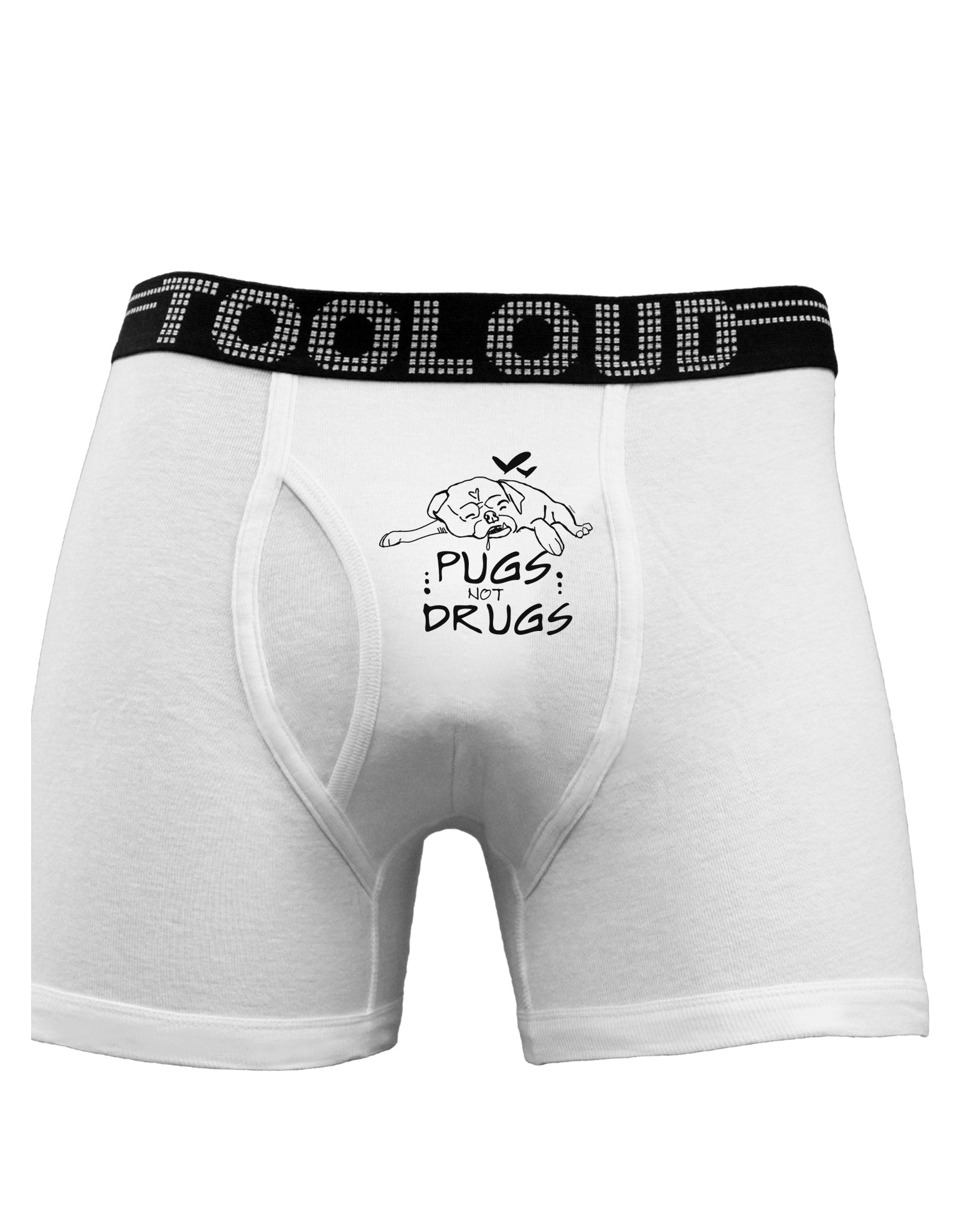 TooLoud Pugs Not Drugs Boxer Briefs-Boxer Briefs-TooLoud-White-Small-Davson Sales
