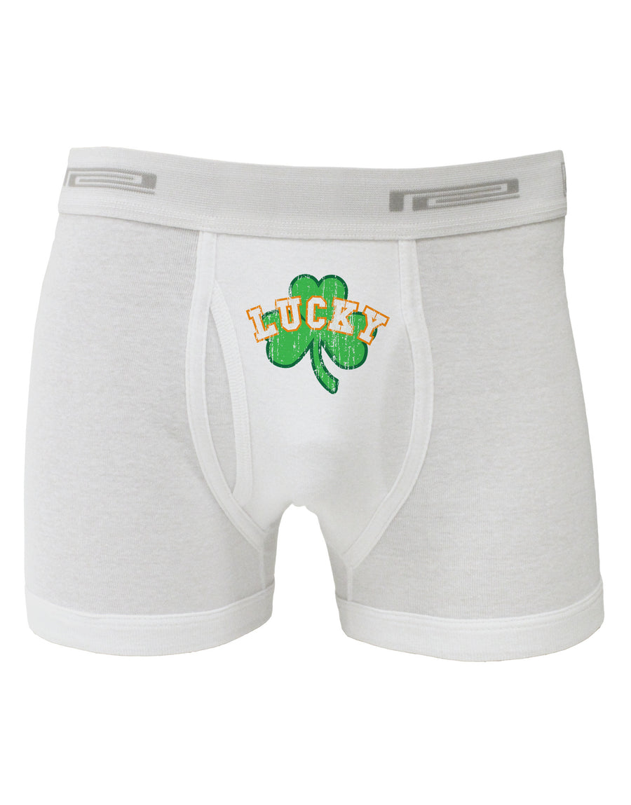 Lucky Shamrock Design Distressed Boxer Briefs by TooLoud-Boxer Briefs-TooLoud-White-Small-Davson Sales