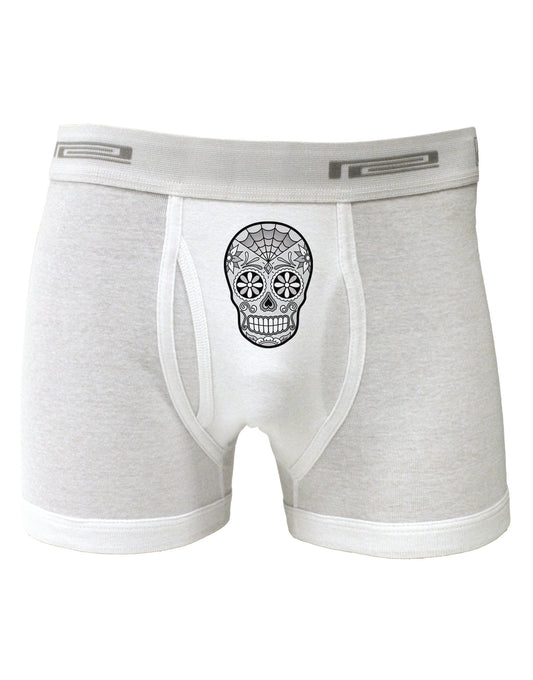 Version 10 Grayscale Day of the Dead Calavera Boxer Briefs-Boxer Briefs-TooLoud-White-Small-Davson Sales