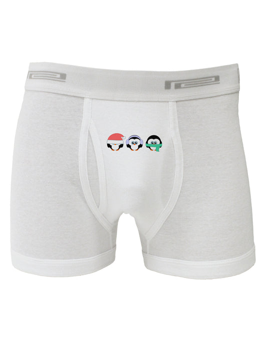 Christmas Penguins See No Evil Hear No Evil Speak No Evil Boxer Briefs-Boxer Briefs-TooLoud-White-Small-Davson Sales