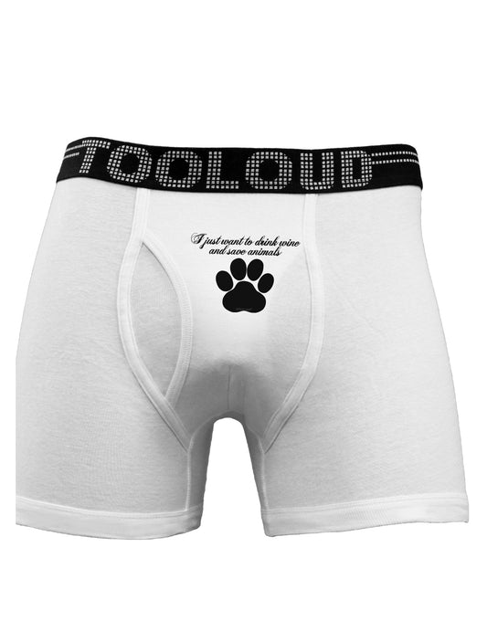 I Just Want To Drink Wine And Save Animals Boxer Briefs by TooLoud-Boxer Briefs-TooLoud-White-Small-Davson Sales