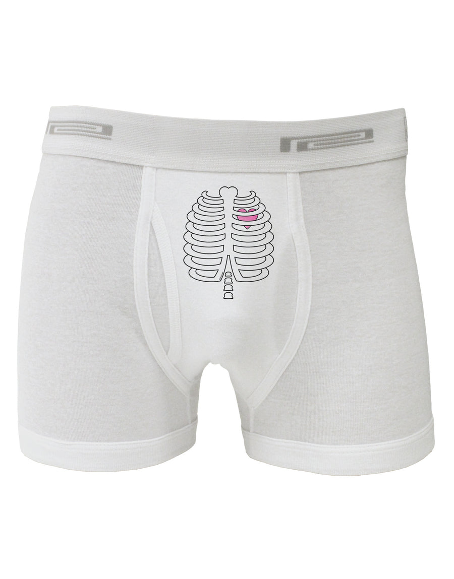 Skeleton Ribcage with Pink Heart Halloween Boxer Briefs-Boxer Briefs-TooLoud-White-Small-Davson Sales