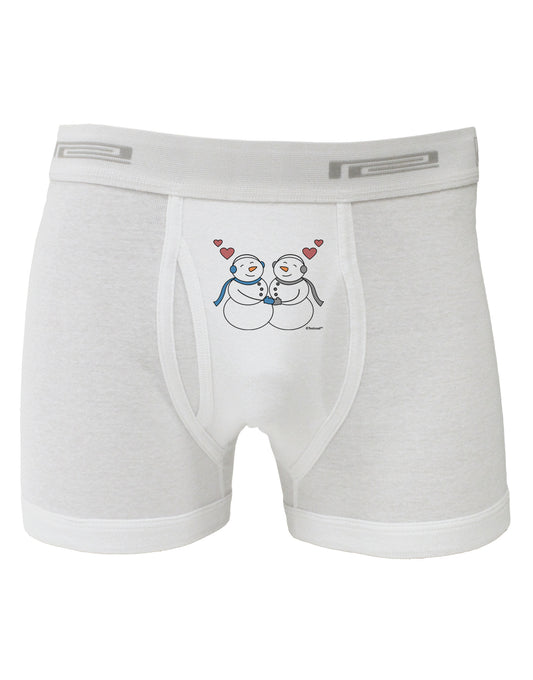 Cute Snowman Couple Boxer Briefs by TooLoud-Boxer Briefs-TooLoud-White-Small-Davson Sales