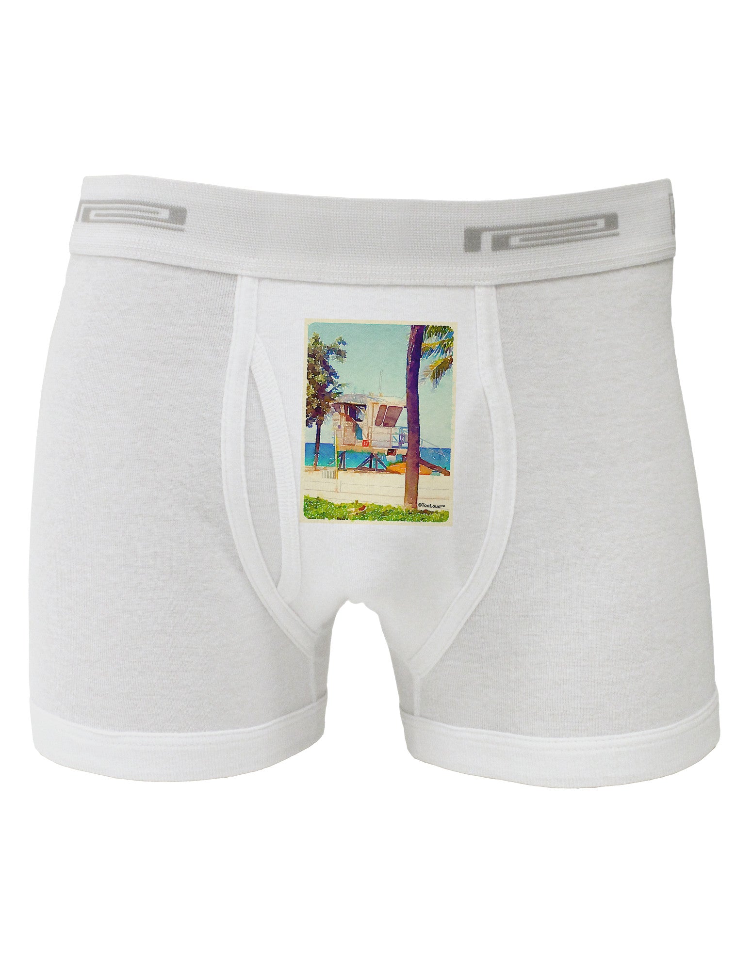 Lifeguard Station Watercolor Boxer Briefs-Boxer Briefs-TooLoud-White-Small-Davson Sales