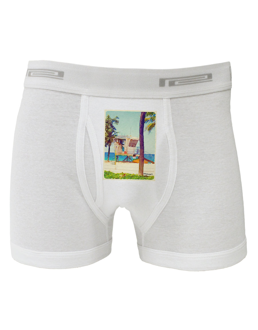 Lifeguard Station Watercolor Boxer Briefs-Boxer Briefs-TooLoud-White-Small-Davson Sales