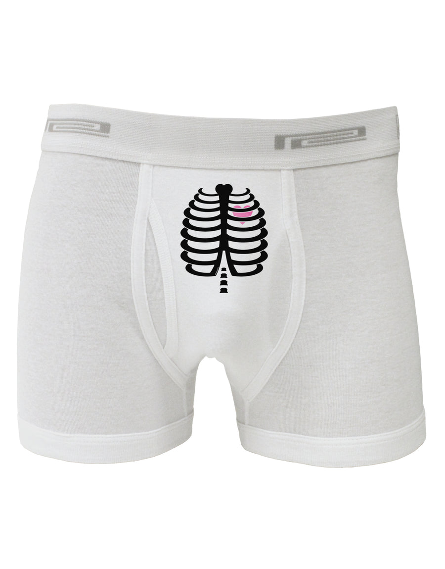 Black Skeleton Ribcage with Pink Heart Halloween Boxer Briefs-Boxer Briefs-TooLoud-White-Small-Davson Sales