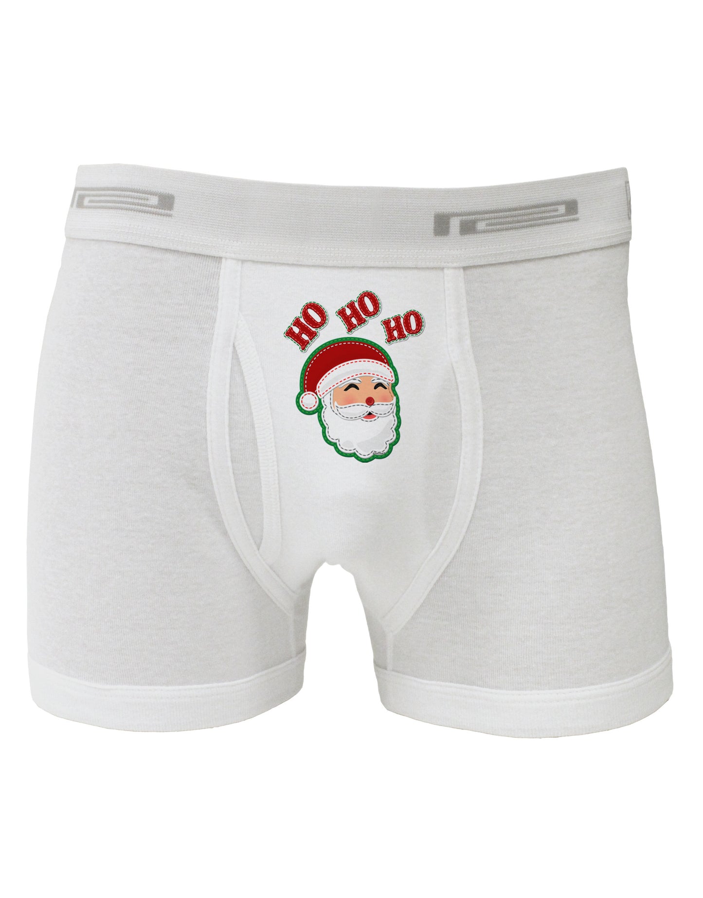 Ho Ho Ho Santa Claus Face Faux Applique Boxer Briefs-Boxer Briefs-TooLoud-White-Small-Davson Sales