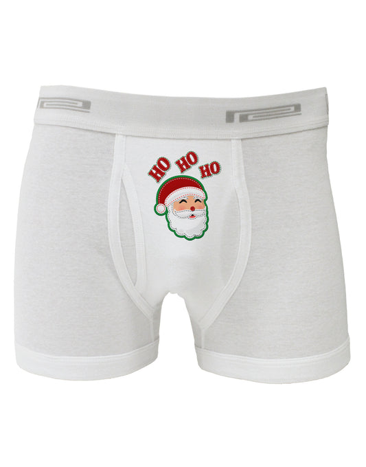 Ho Ho Ho Santa Claus Face Faux Applique Boxer Briefs-Boxer Briefs-TooLoud-White-Small-Davson Sales