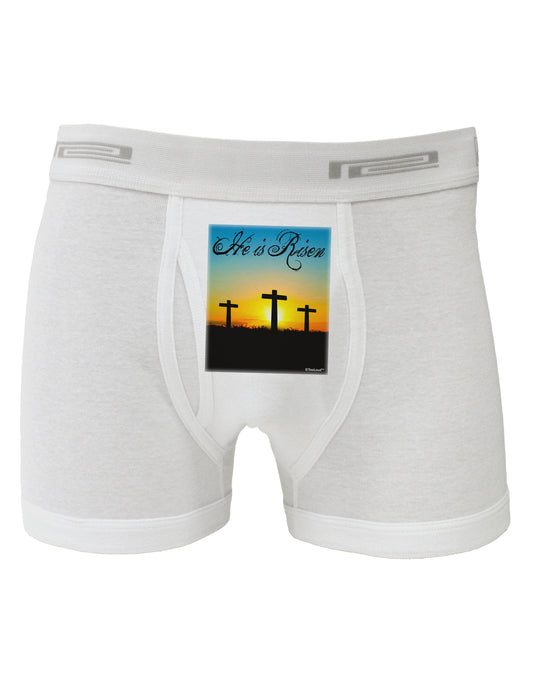 Three Crosses Sunrise - He Is Risen Boxer Briefs by TooLoud-Boxer Briefs-TooLoud-White-Small-Davson Sales