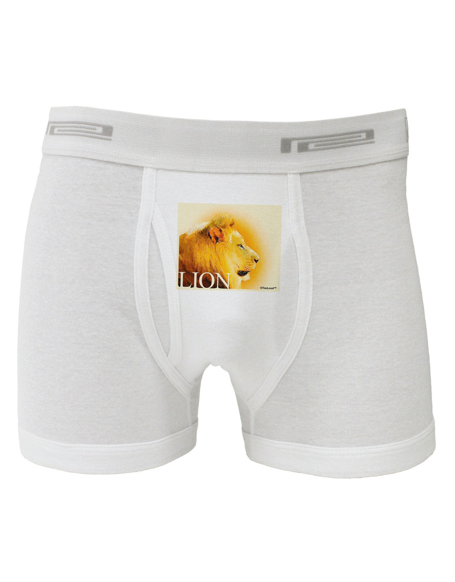 Lion Watercolor 3 Text Boxer Briefs-Boxer Briefs-TooLoud-White-Small-Davson Sales