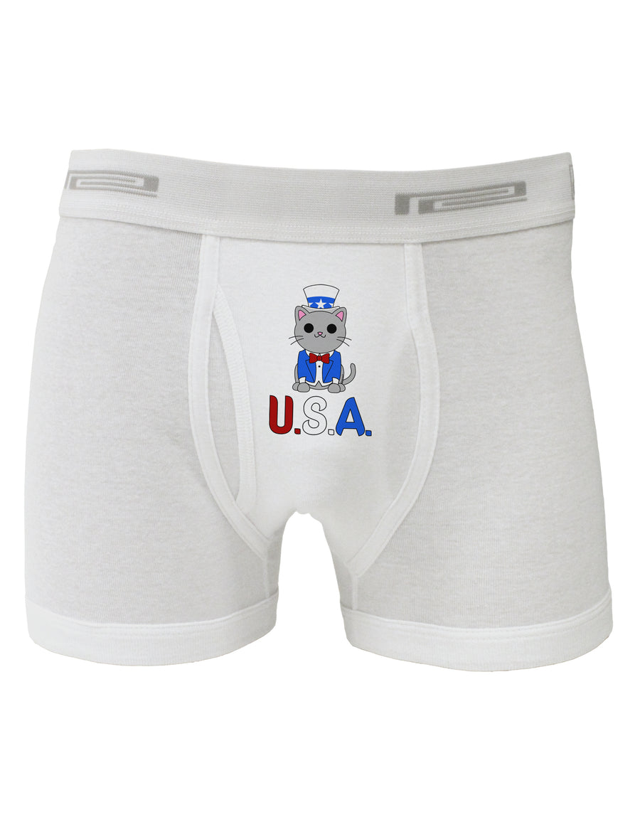 Patriotic Cat - USA Boxer Briefs by TooLoud-Boxer Briefs-TooLoud-White-Small-Davson Sales