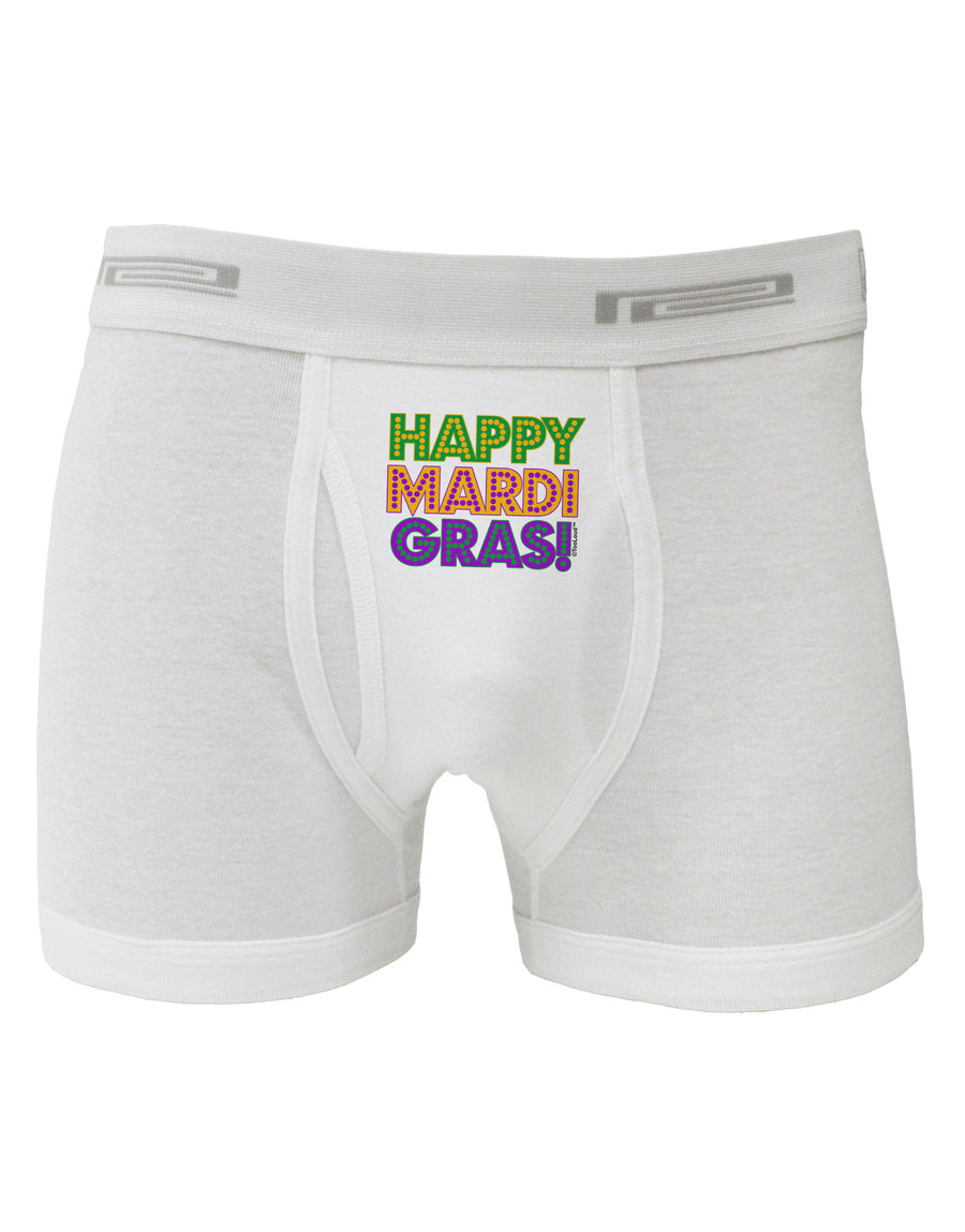 Happy Mardi Gras Text Boxer Briefs by TooLoud-Boxer Briefs-TooLoud-White-Small-Davson Sales