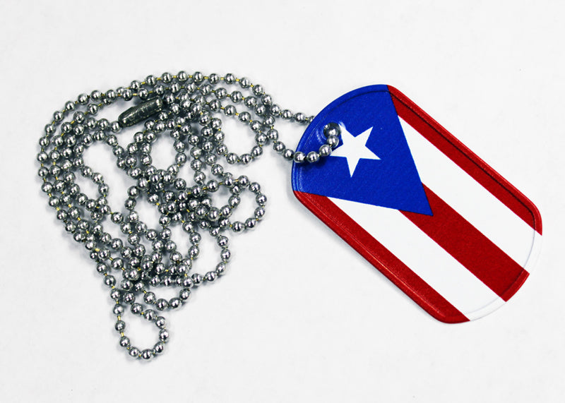 Express Your Love Gifts Puerto Rico Flag Necklace Stainless Steel or 18k  Gold Dog Tag w