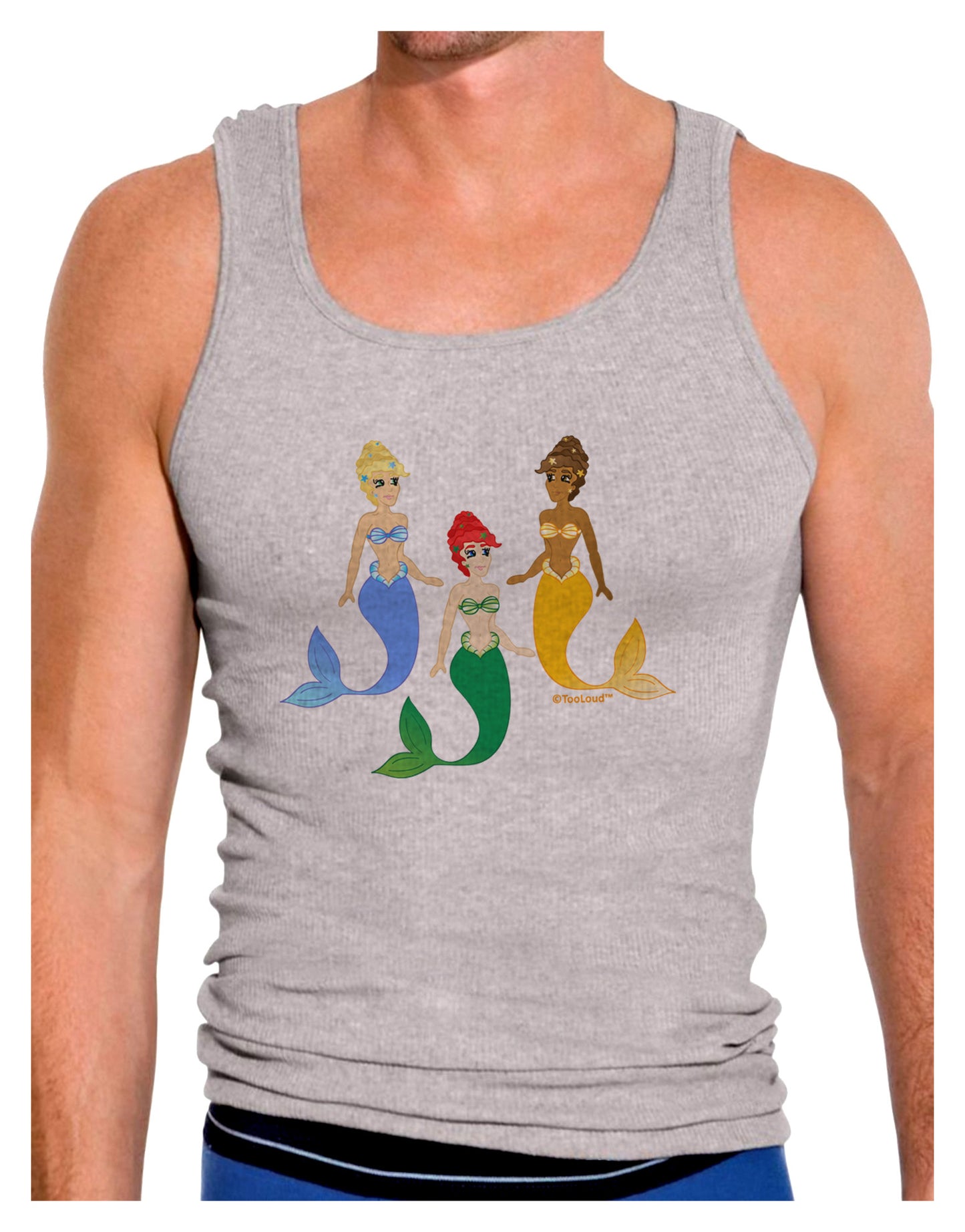 Three Mermaids Mens Ribbed Tank Top-Mens Ribbed Tank Top-TooLoud-Heather-Gray-Small-Davson Sales