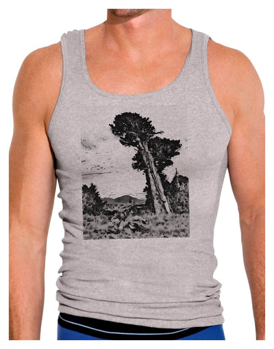 Colorado Landscape Watercolor BW Mens Ribbed Tank Top-Mens Ribbed Tank Top-TooLoud-Heather-Gray-Small-Davson Sales