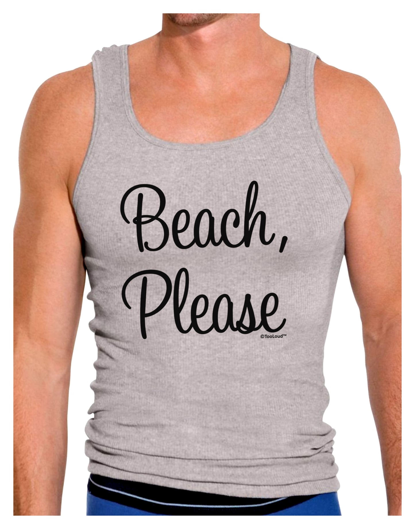Beach Please Mens Ribbed Tank Top-Mens Ribbed Tank Top-TooLoud-Heather-Gray-Small-Davson Sales