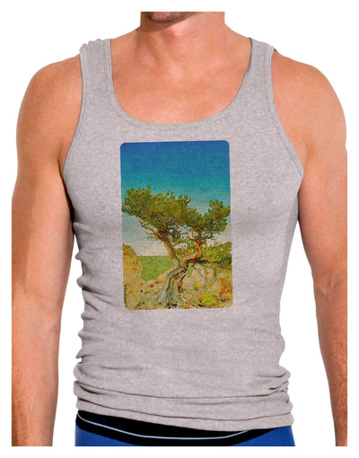 Colorado Tree Watercolor Mens Ribbed Tank Top-Mens Ribbed Tank Top-TooLoud-Heather-Gray-Small-Davson Sales