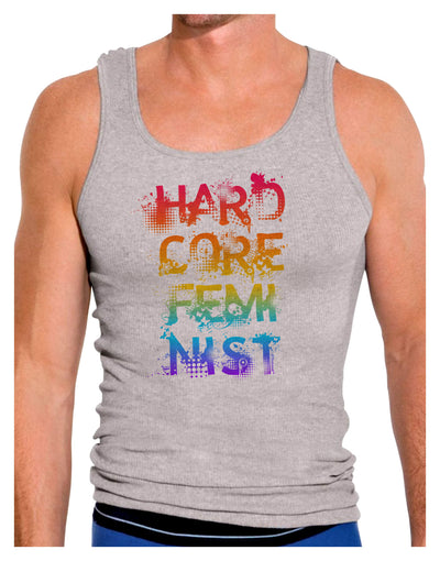 Hardcore Feminist - Rainbow Mens Ribbed Tank Top-Mens Ribbed Tank Top-TooLoud-Heather-Gray-Small-Davson Sales