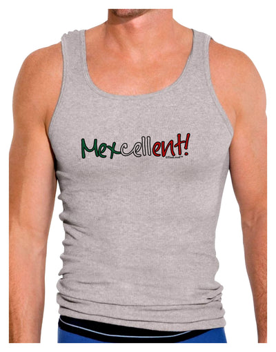 Mexcellent Flag Color - Cinco De Mayo Mens Ribbed Tank Top-Mens Ribbed Tank Top-TooLoud-Heather-Gray-Small-Davson Sales