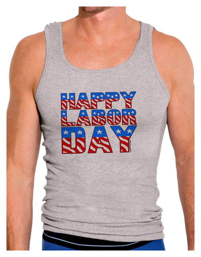 Happy Labor Day ColorText Mens Ribbed Tank Top-Mens Ribbed Tank Top-TooLoud-Heather-Gray-Small-Davson Sales