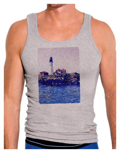 Watercolor Lighthouse 2 Mens Ribbed Tank Top-Mens Ribbed Tank Top-TooLoud-Heather-Gray-Small-Davson Sales