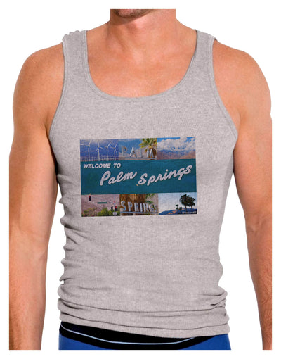 TooLoud Welcome to Palm Springs Collage Mens Ribbed Tank Top-Mens Ribbed Tank Top-TooLoud-Heather-Gray-Small-Davson Sales