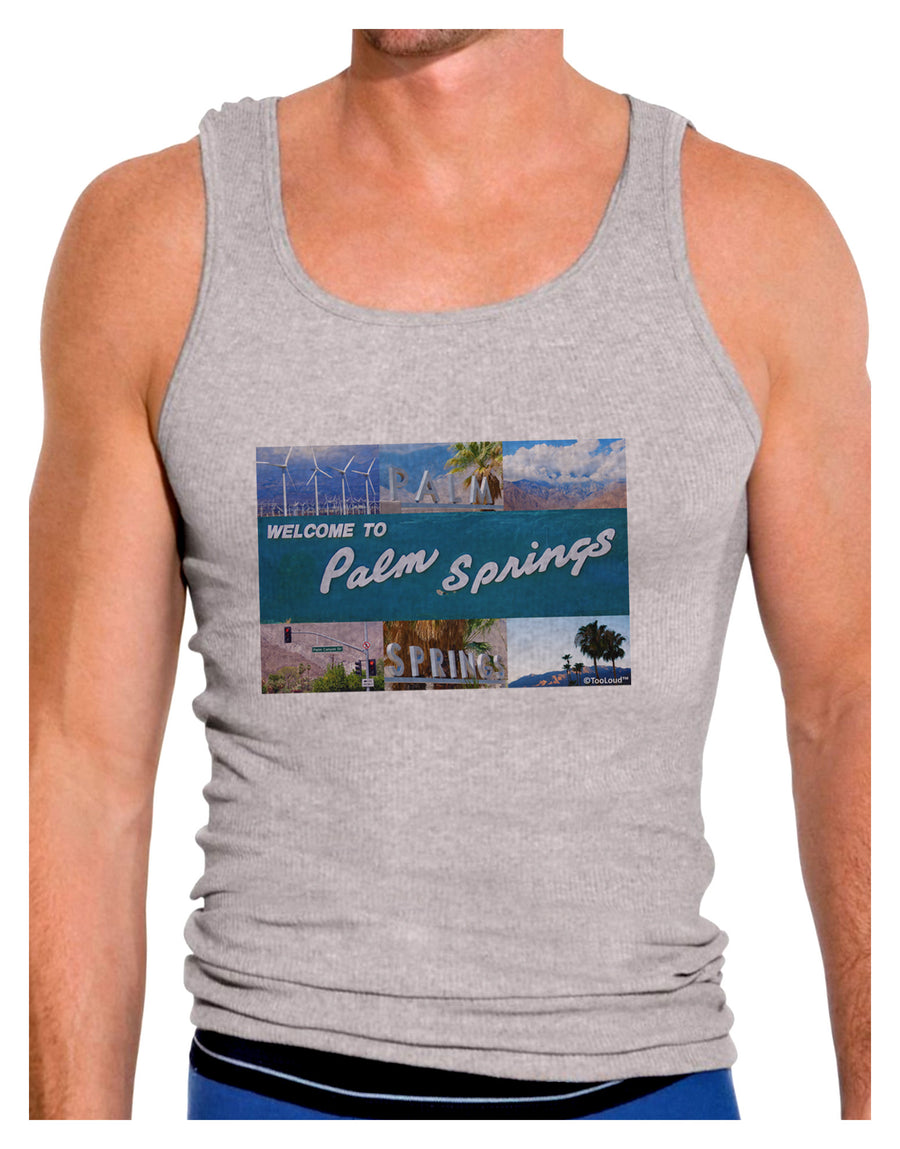 TooLoud Welcome to Palm Springs Collage Mens Ribbed Tank Top-Mens Ribbed Tank Top-TooLoud-White-Small-Davson Sales