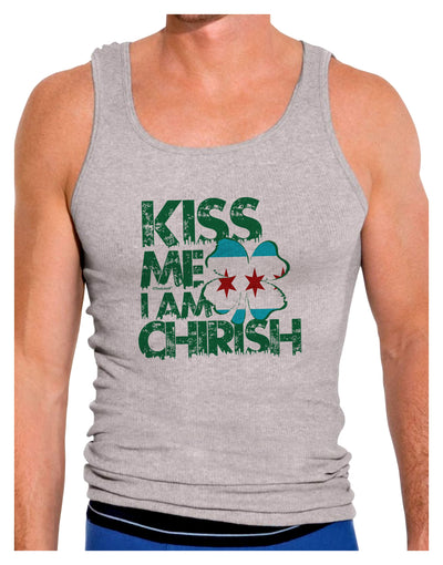 Kiss Me I'm Chirish Mens Ribbed Tank Top by TooLoud-Mens Ribbed Tank Top-TooLoud-Heather-Gray-Small-Davson Sales