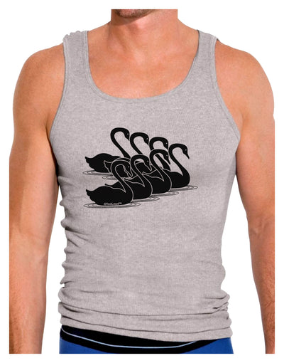 Seven Swans A Swimming Mens Ribbed Tank Top-Mens Ribbed Tank Top-TooLoud-Heather-Gray-Small-Davson Sales