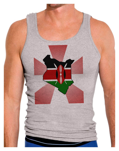 Kenya Flag Design Mens Ribbed Tank Top-Mens Ribbed Tank Top-TooLoud-Heather-Gray-Small-Davson Sales