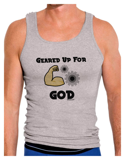 Geared Up For God Mens Ribbed Tank Top by TooLoud-Mens Ribbed Tank Top-TooLoud-Heather-Gray-Small-Davson Sales