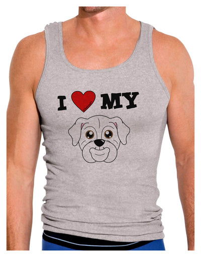 I Heart My - Cute Bulldog - White Mens Ribbed Tank Top by TooLoud-Mens Ribbed Tank Top-TooLoud-Heather-Gray-Small-Davson Sales
