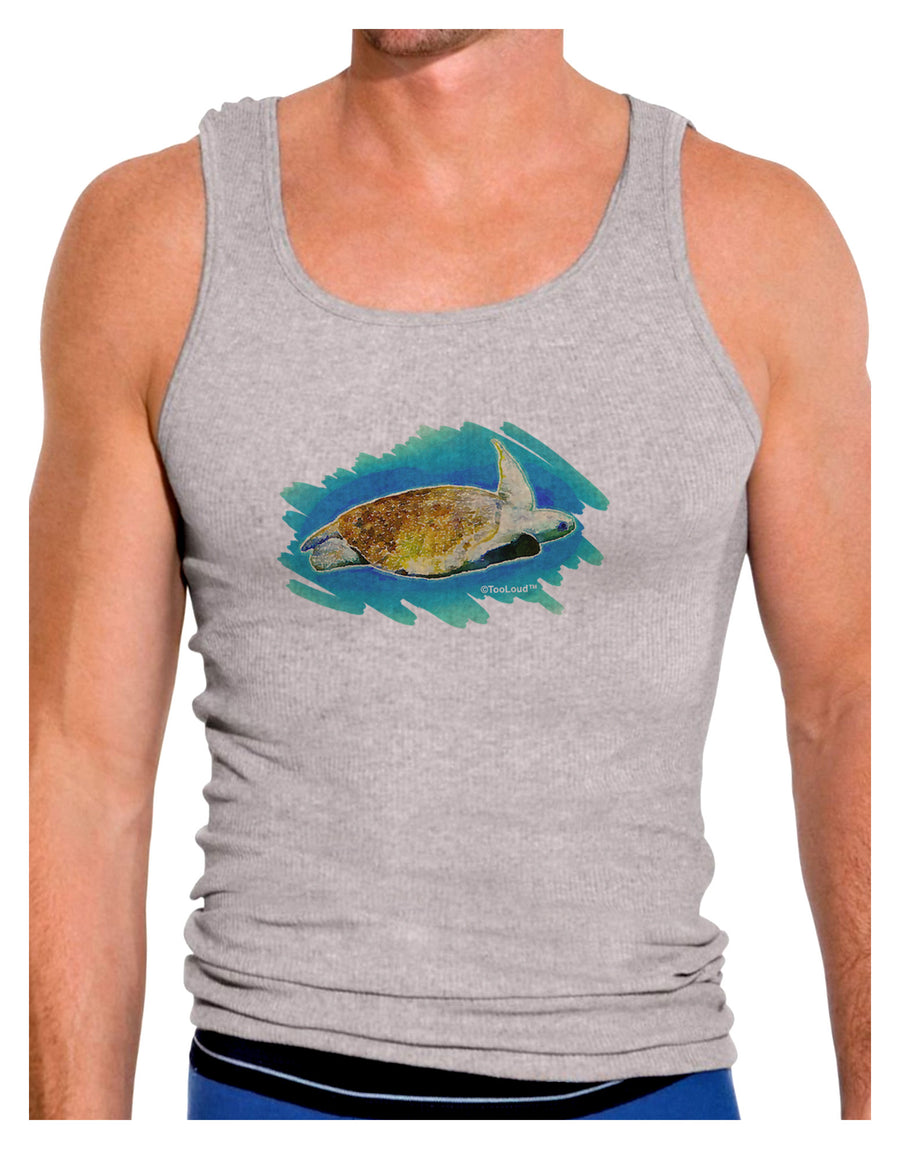 Turtle Watercolor Mens Ribbed Tank Top-Mens Ribbed Tank Top-TooLoud-White-Small-Davson Sales