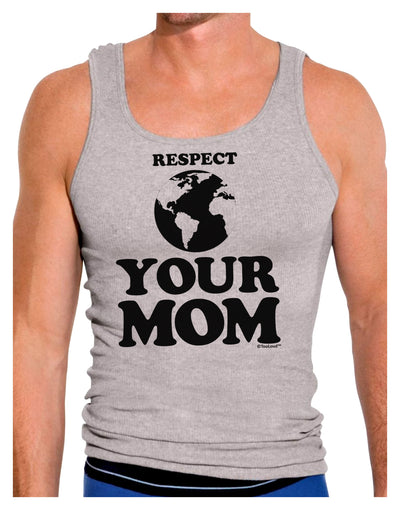 Respect Your Mom - Mother Earth Design Mens Ribbed Tank Top-Mens Ribbed Tank Top-TooLoud-Heather-Gray-Small-Davson Sales