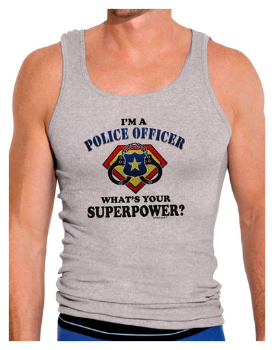 Police Officer - Superpower Mens Ribbed Tank Top-Mens Ribbed Tank Top-TooLoud-Heather-Gray-Small-Davson Sales