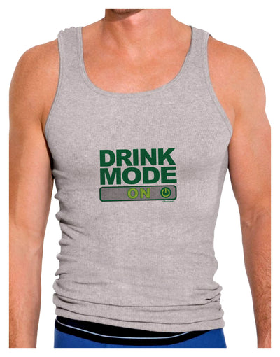 Drink Mode On Mens Ribbed Tank Top by TooLoud-Mens Ribbed Tank Top-TooLoud-Heather-Gray-Small-Davson Sales