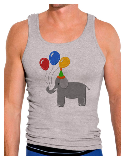 Cute Elephant with Balloons Mens Ribbed Tank Top-Mens Ribbed Tank Top-TooLoud-Heather-Gray-Small-Davson Sales