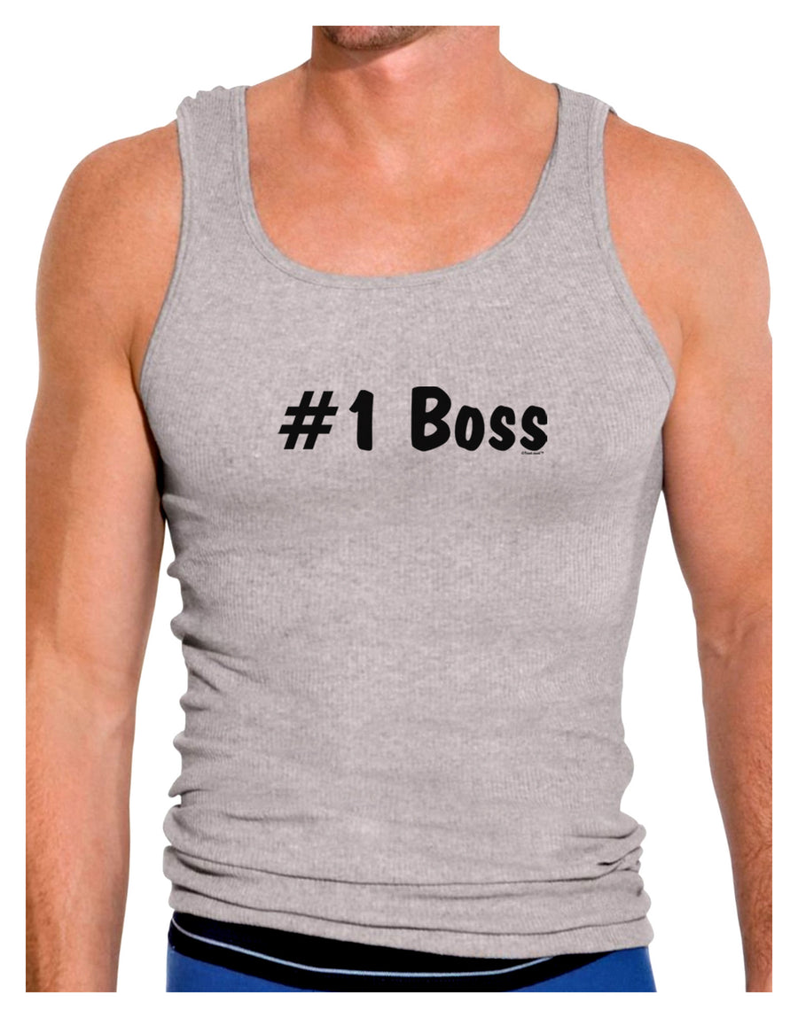 #1 Boss Text - Boss Day Mens Ribbed Tank Top-Mens Ribbed Tank Top-TooLoud-White-Small-Davson Sales